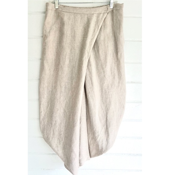 NUOVO BORGO Linen Blend Drop Crotch Cross Over Harem Pants in Natural - NWT! -XL